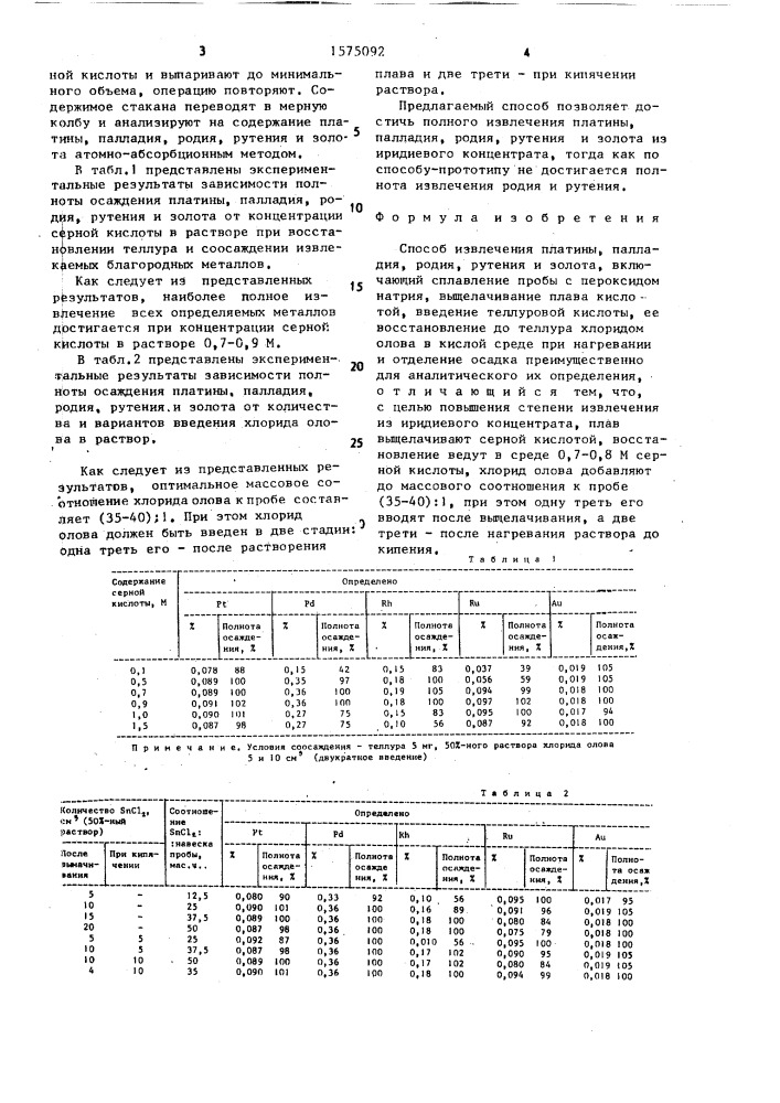 Способ извлечения платины, палладия, родия, рутения и золота (патент 1575092)