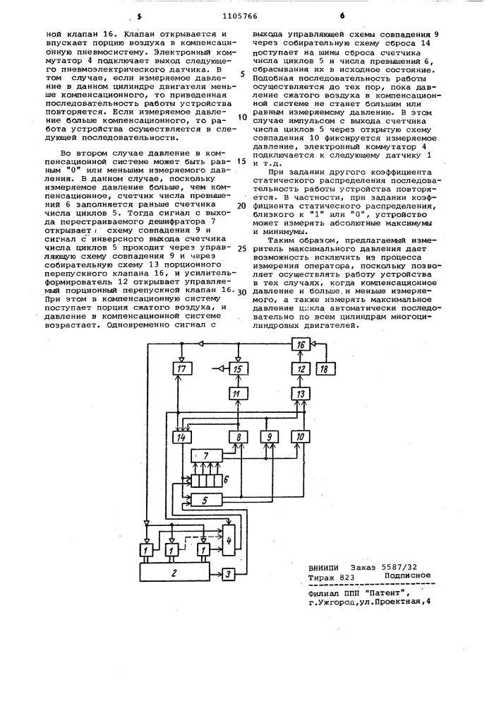 Измеритель максимальных давлений (патент 1105766)