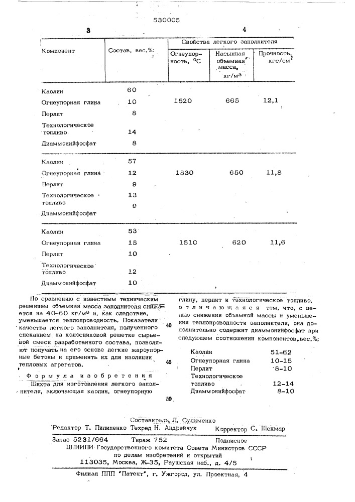 Шихта для изготовления легкого заполнителя (патент 530005)