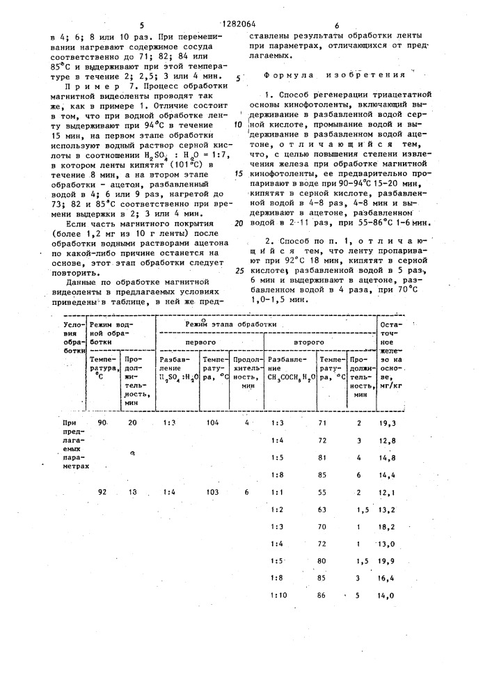 Способ регенерации триацетатной основы кинофотоленты (патент 1282064)