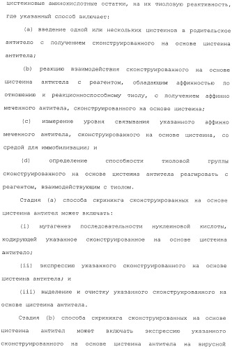 Антитела, сконструированные на основе цистеинов, и их конъюгаты (патент 2412947)