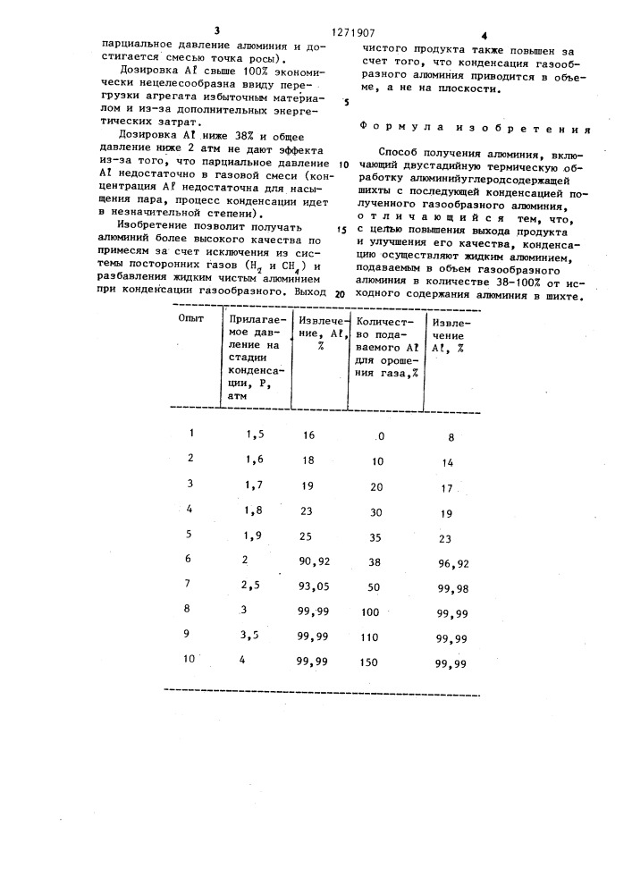 Способ получения алюминия (патент 1271907)