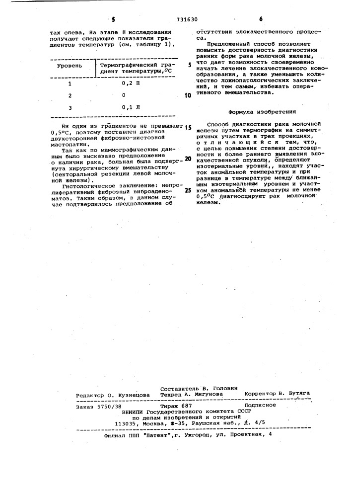 Способ диагностики рака молочнойжелезы (патент 731630)