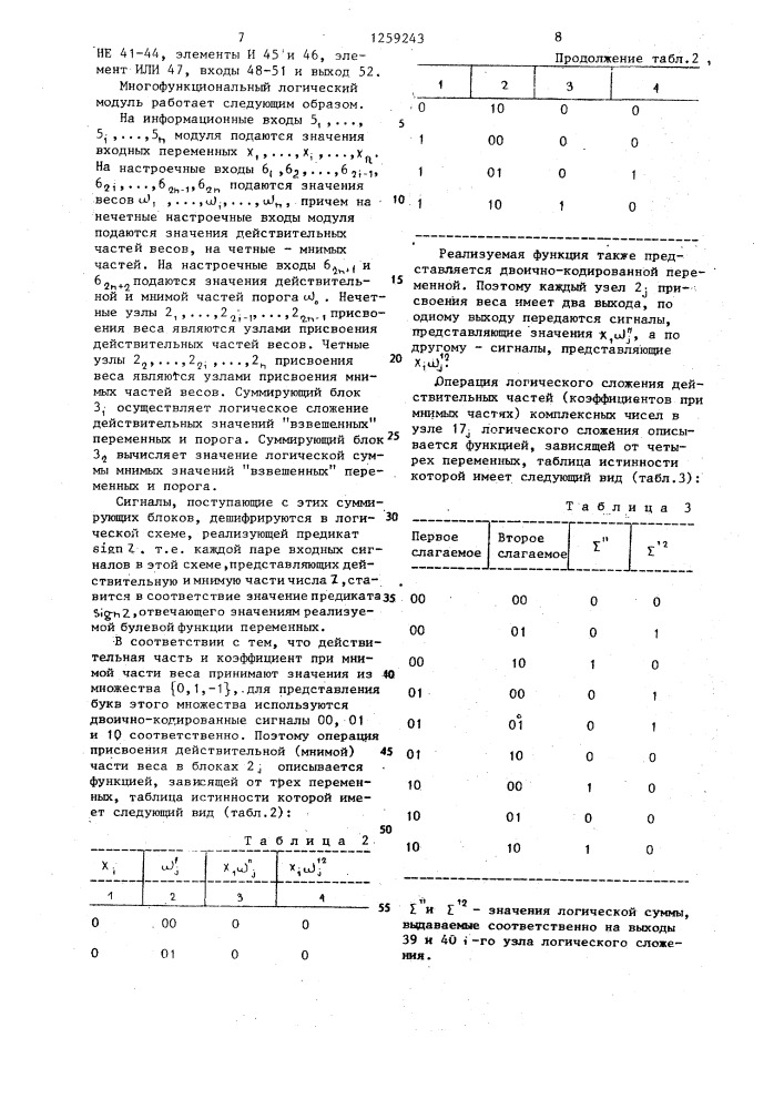 Многофункциональный логический модуль (патент 1259243)