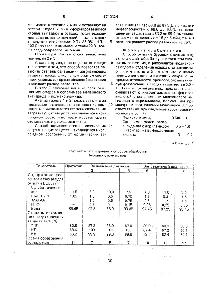 Способ очистки буровых сточных вод (патент 1740324)