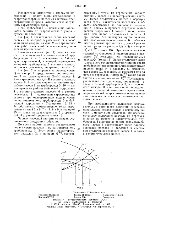 Способ защиты насосной системы от аварии (патент 1262120)