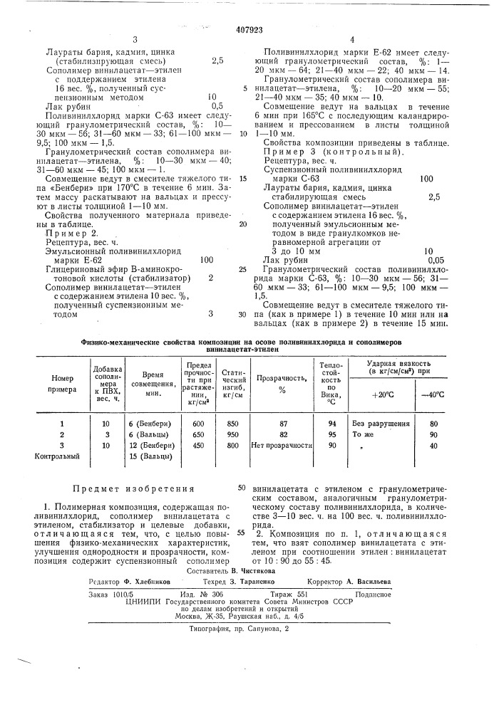 Полимерная композиция (патент 407923)