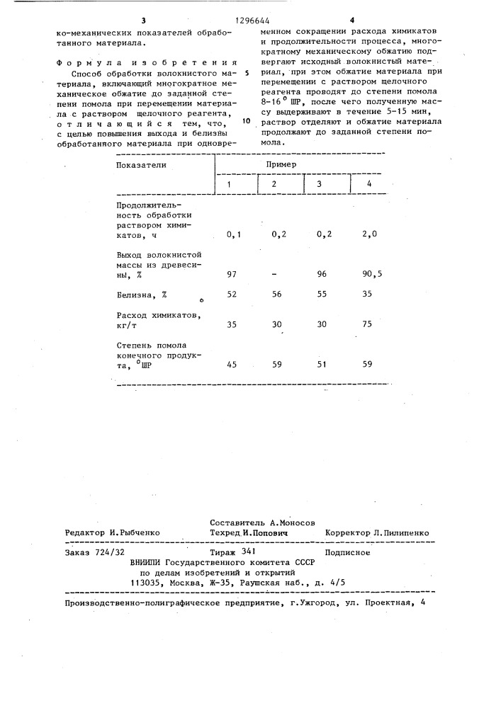 Способ обработки волокнистого материала (патент 1296644)