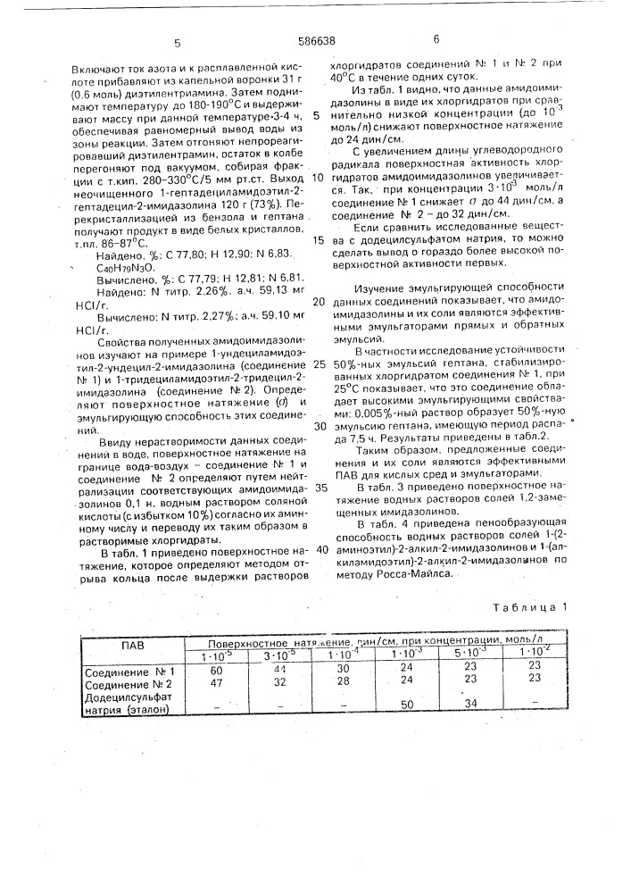 1-алкиламидополиэтиленполиамино-2-алкил-2-амидазолины или их соли, проявляющие поверхностно-активные свойства (патент 586638)