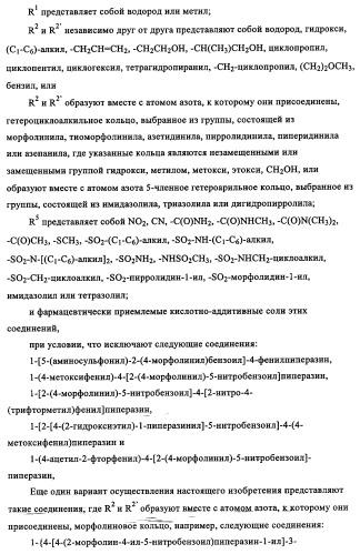 Производные 1-(2-аминобензол)пиперазина, используемые в качестве ингибиторов поглощения глицина и предназначенные для лечения психоза (патент 2354653)