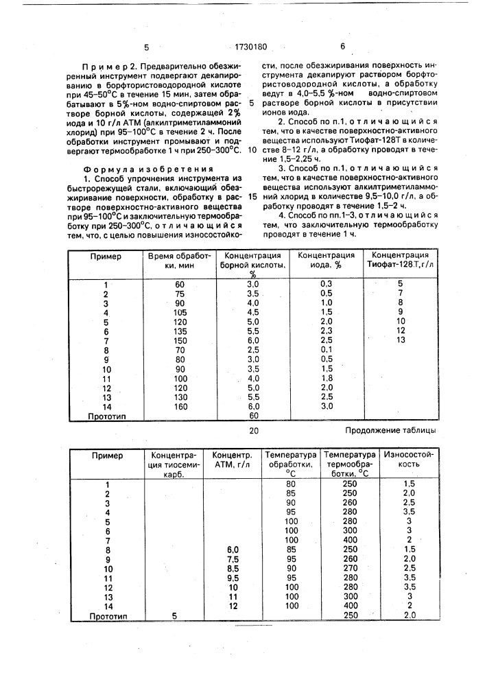 Способ упрочнения инструмента из быстрорежущей стали (патент 1730180)