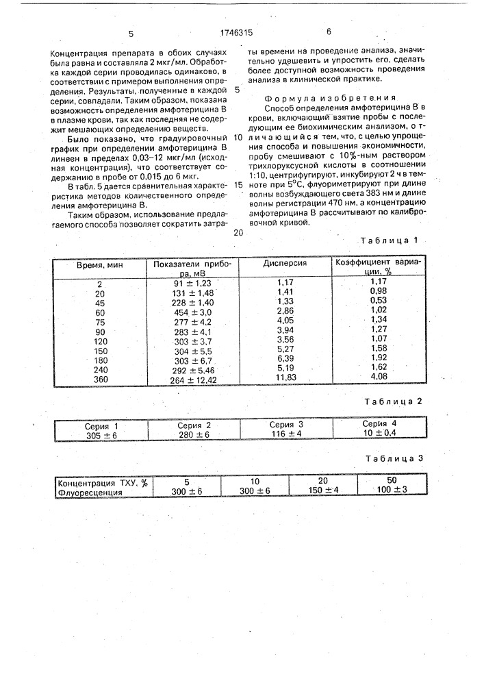 Способ определения амфотерицина в в крови (патент 1746315)