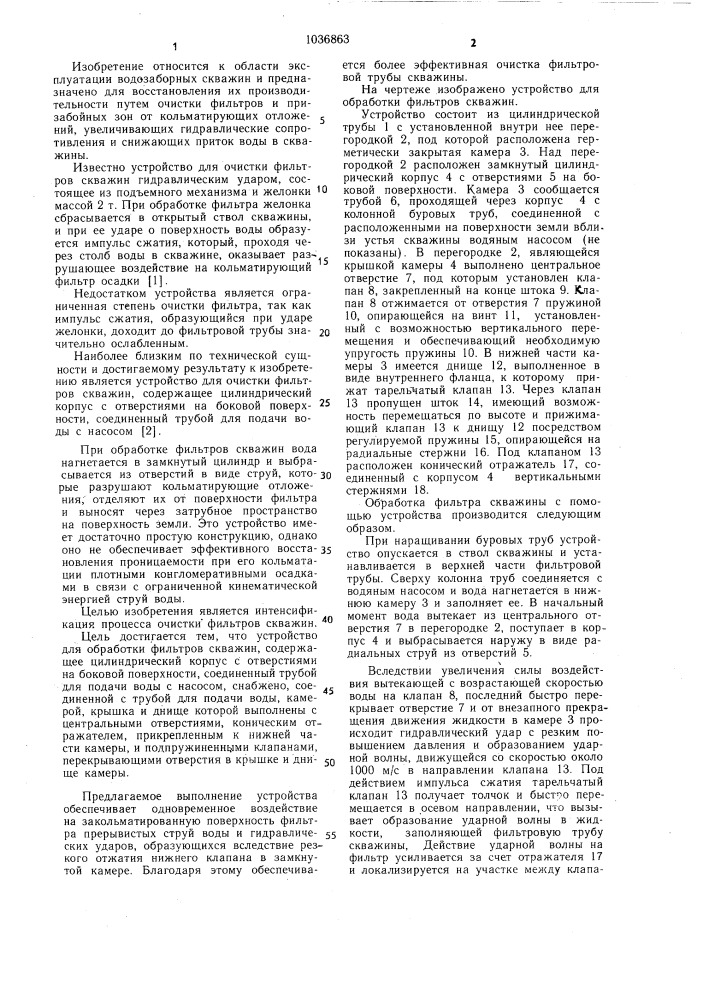 Устройство для обработки фильтров скважин (патент 1036863)