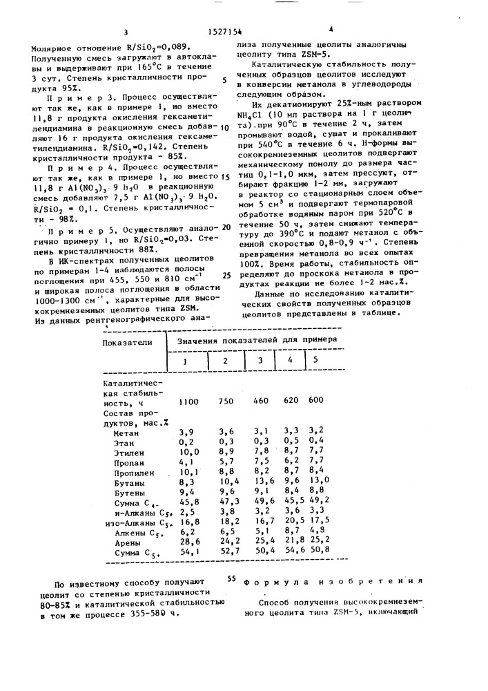 Способ получения высококремнеземного цеолита типа zsm-5 (патент 1527154)