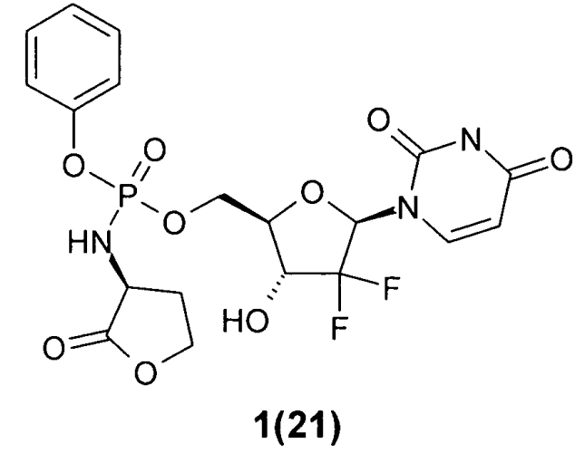 Замещенные (2r,3r,5r)-3-гидрокси-(5-пиримидин-1-ил)тетрагидрофуран-2-илметил арил фосфорамидаты (патент 2553996)