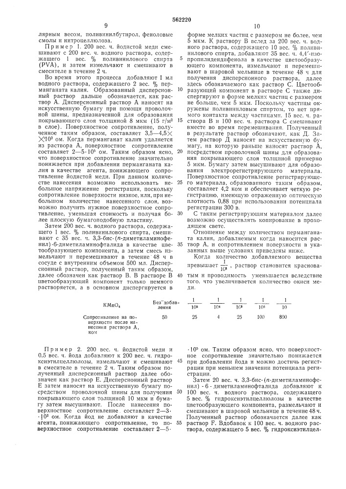 Электрорегистрирующий материал (патент 562220)