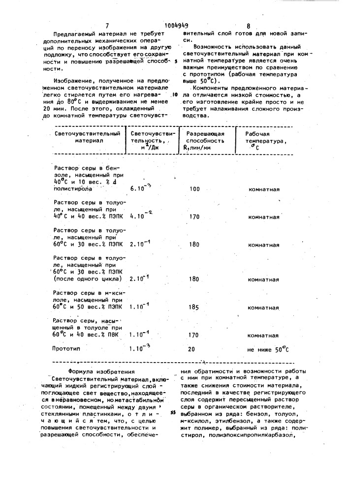 Светочувствительный материал (патент 1004949)