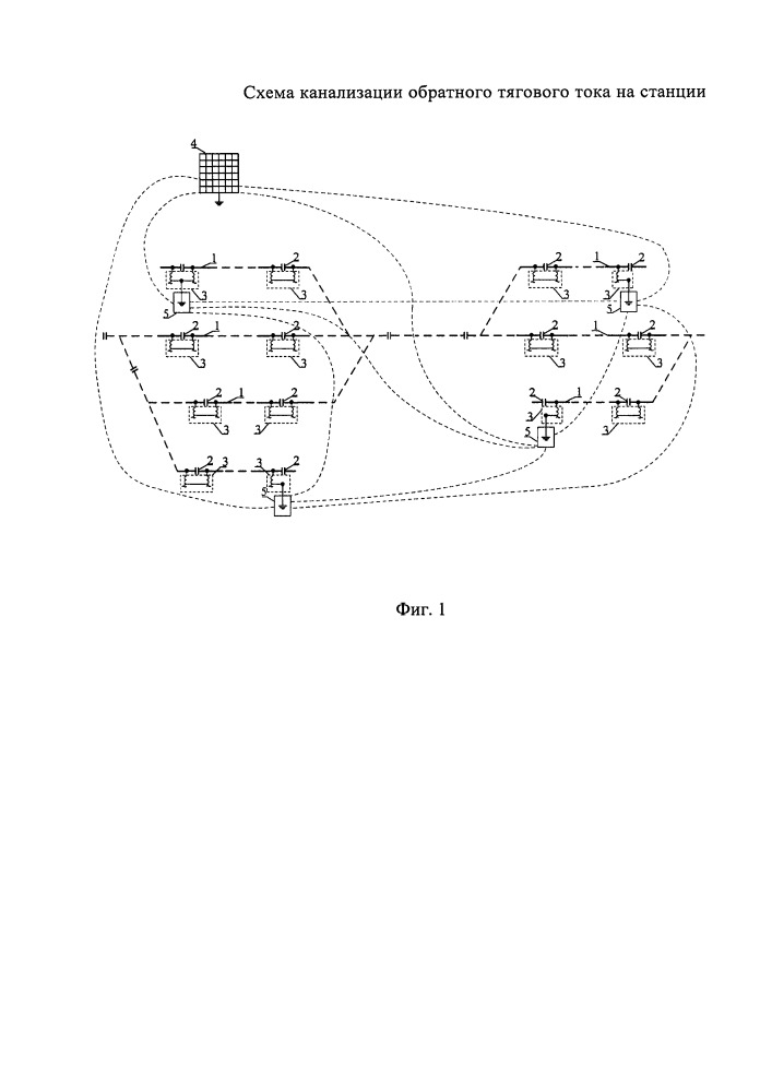 Схема канализации обратного тягового тока на станции (патент 2662346)
