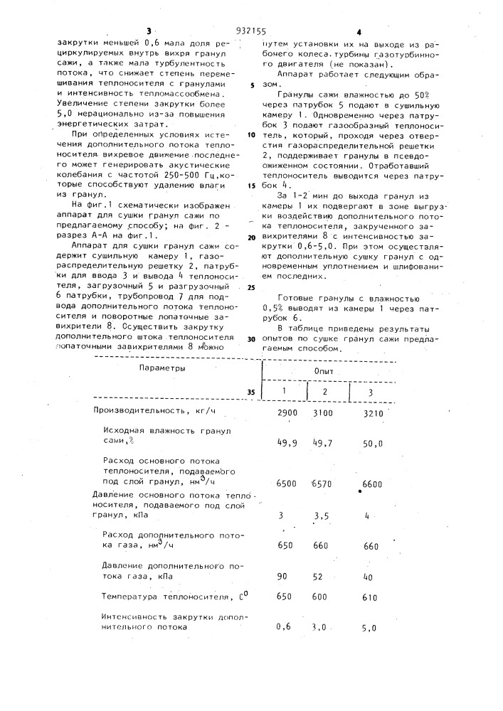 Способ сушки гранул сажи (патент 932155)