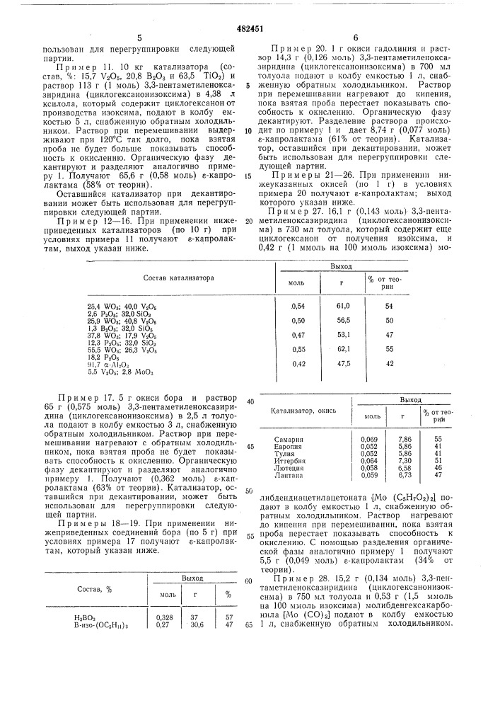 Способ получения -капролактама (патент 482451)