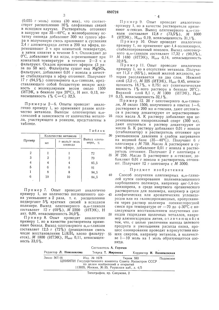 Способ получения олигомерных гликолей (патент 480724)