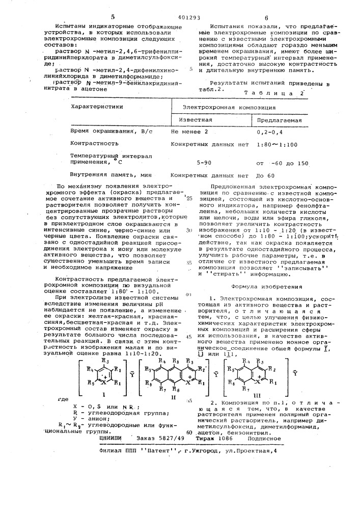 Электрохромовая композиция (патент 401293)