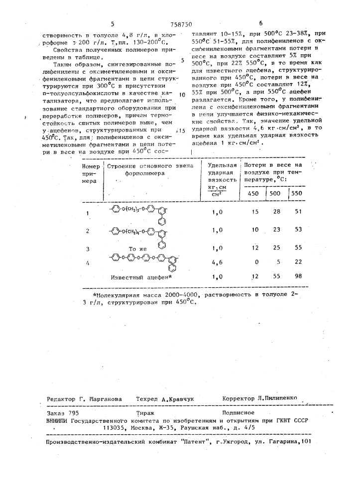 Олигофенилены как связующие для термостойких конструкционных материалов (патент 758750)