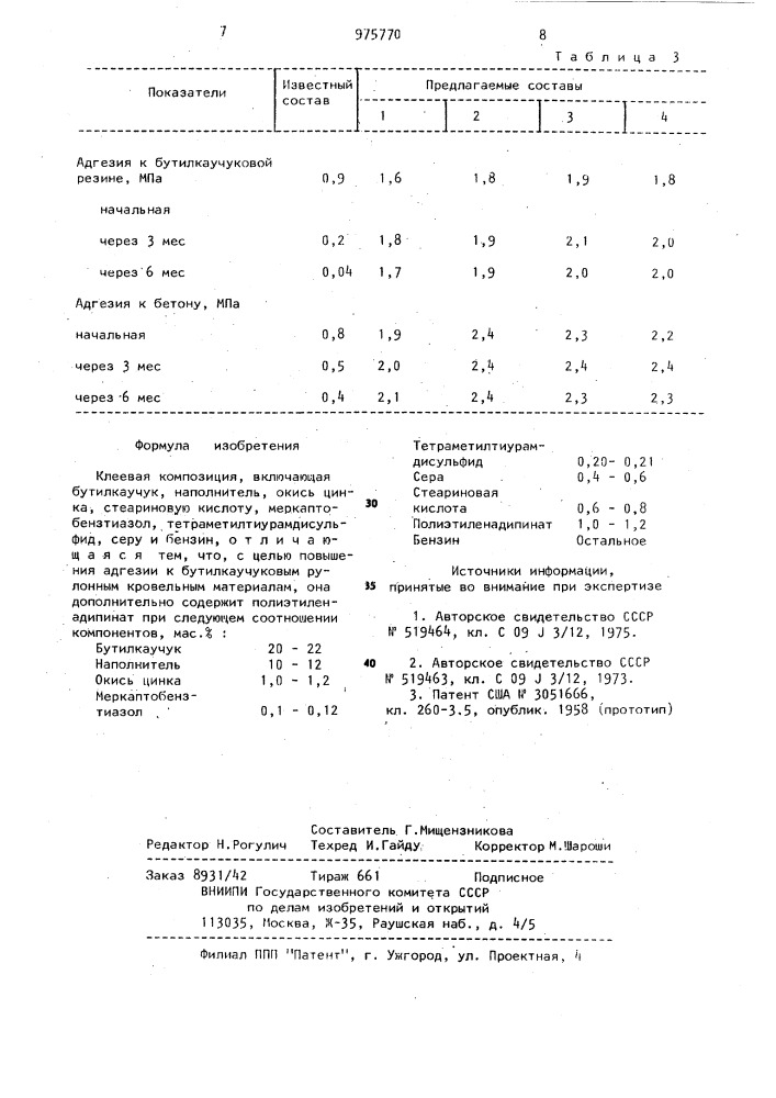 Клеевая композиция (патент 975770)