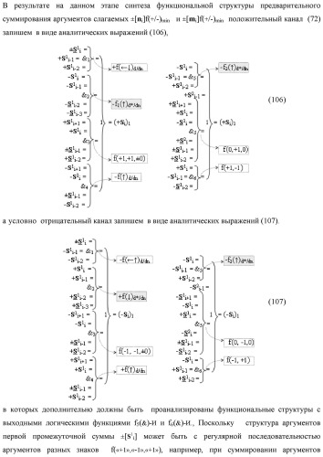 Функциональная входная структура сумматора с процедурой логического дифференцирования d/dn первой промежуточной суммы минимизированных аргументов слагаемых &#177;[ni]f(+/-)min и &#177;[mi]f(+/-)min (варианты русской логики) (патент 2427028)