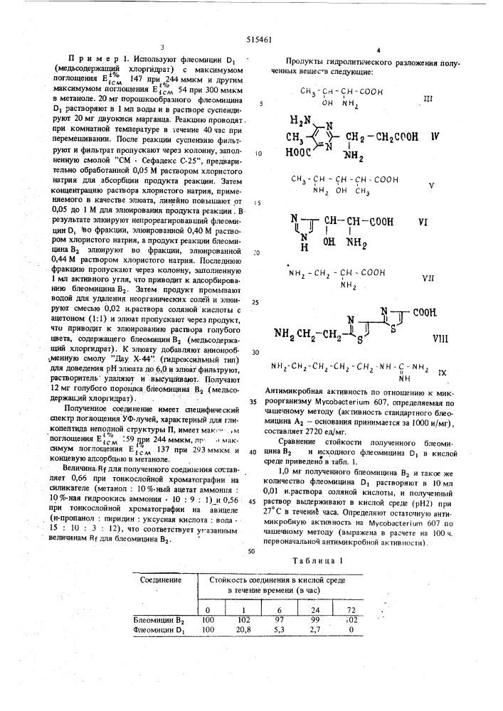 Способ получения стойких гликопептидных антибиотиков (патент 515461)