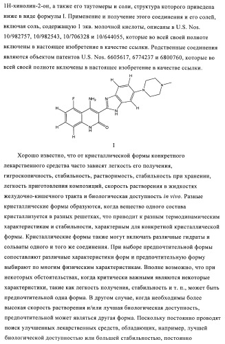 Кристаллические и другие формы солей, образованных из молочной кислоты и 4-амино-5-фтор-3-[6-(4-метилпиперазин-1-ил)-1н-бензимидазол-2-ил]-1н-хинолин-2-она (патент 2425041)
