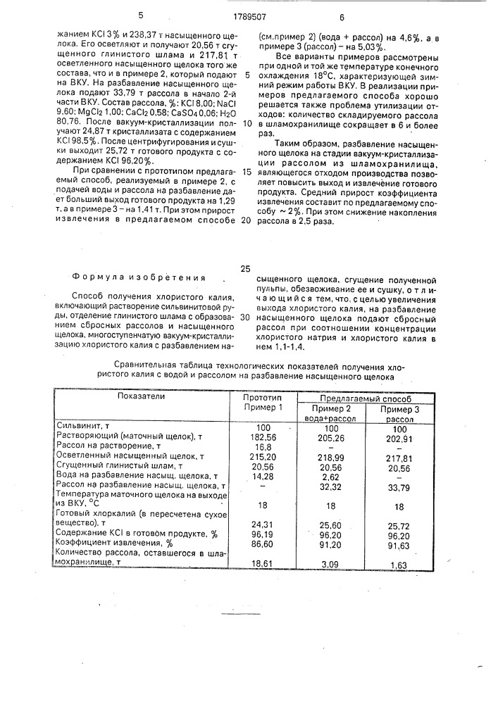 Способ получения хлористого калия (патент 1789507)