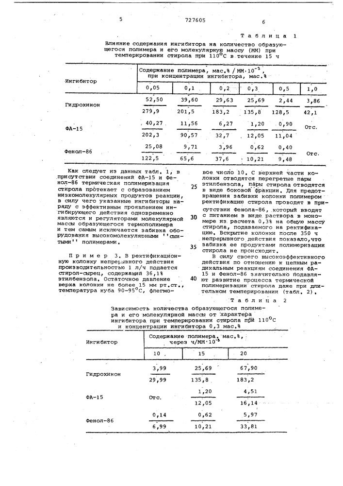 Способ предотвращения термополимеризации стирола (патент 727605)