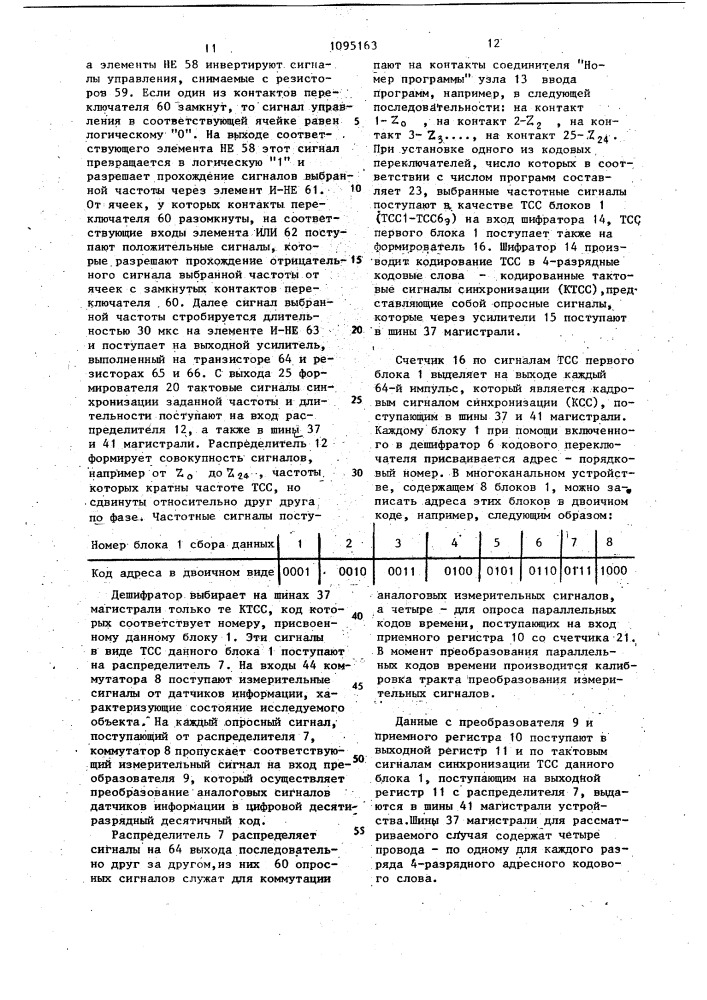 Многоканальное устройство для сбора данных (патент 1095163)