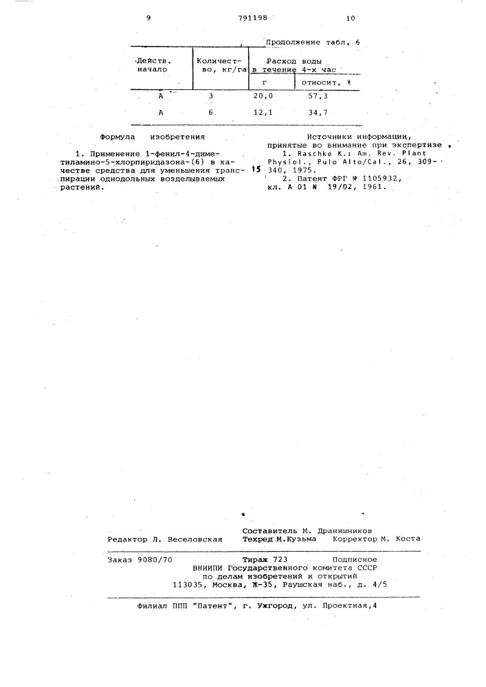 Средство для уменьшения транспирации однодольных возделываемых растений (патент 791198)