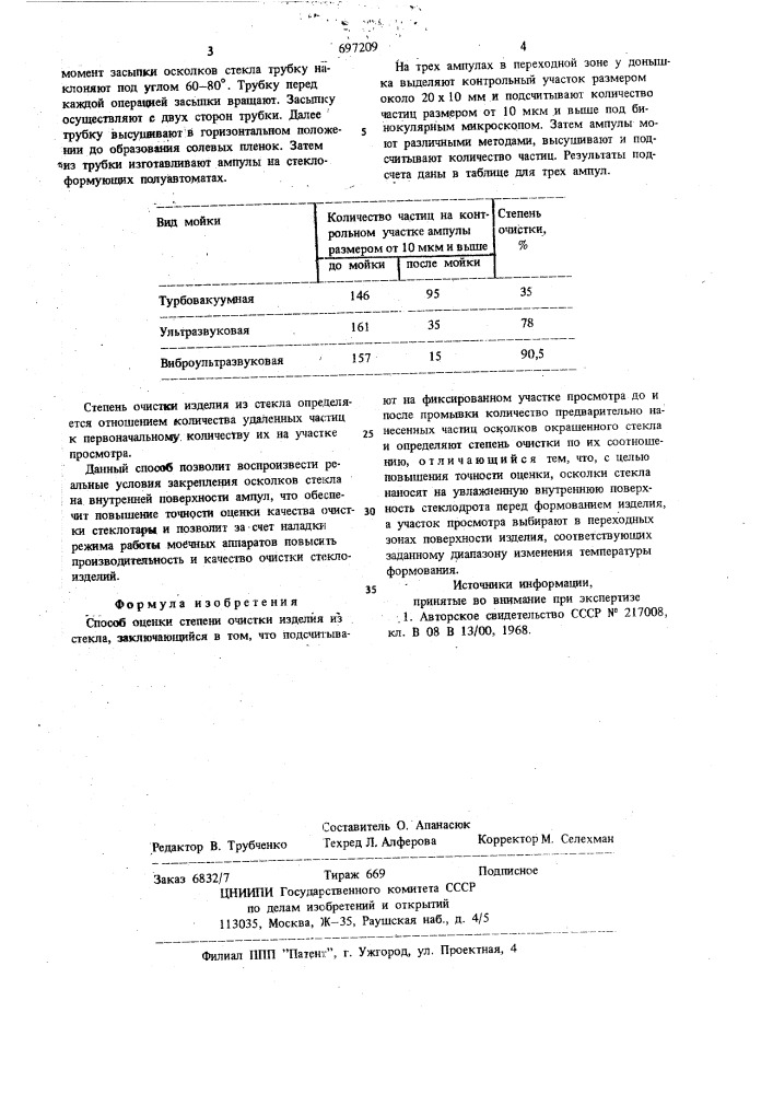 Способ оценки степени очистки изделия из стекла (патент 697209)