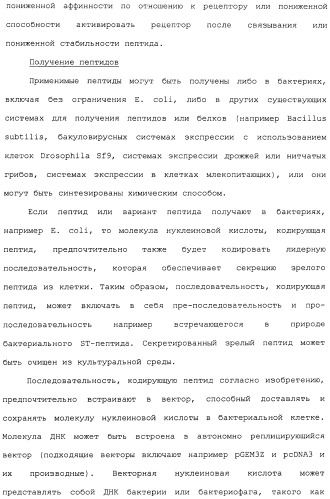 Полипептид для увеличения активности рецептора гуанилатциклазы, фармацевтическая композиция, способ лечения желудочно-кишечного расстройства у пациента, способ повышения активности рецептора гуанилатциклазы у пациента, способ лечения висцеральной боли, способ получения полипептида (варианты), изолированная молекула нуклеиновой кислоты, бактериальный вектор экспрессии и изолированная бактериальная клетка (патент 2433133)