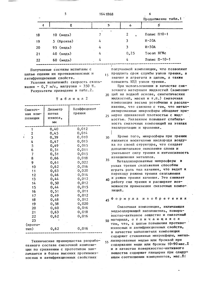 Смазочная композиция (патент 1641868)