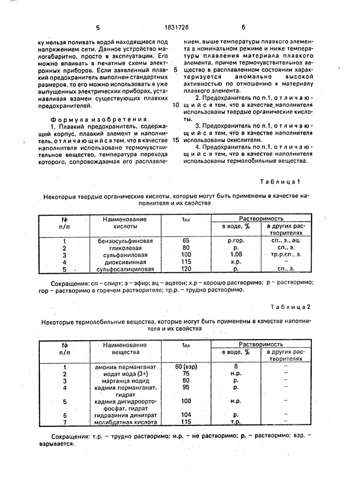 Плавкий предохранитель (патент 1831726)