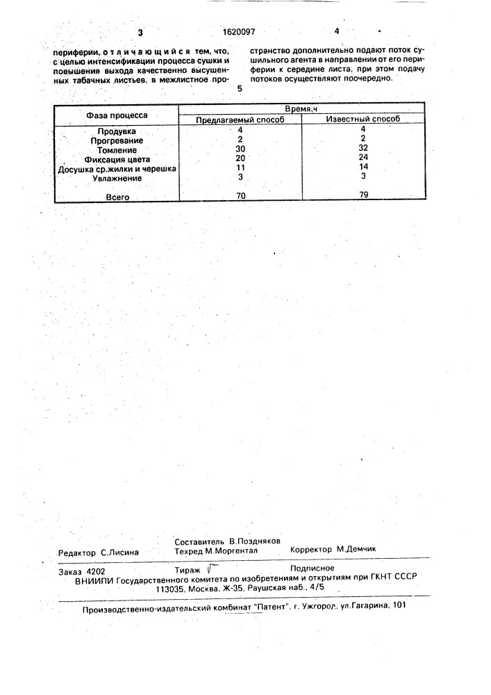 Способ сушки табачных листьев в плотной массе (патент 1620097)