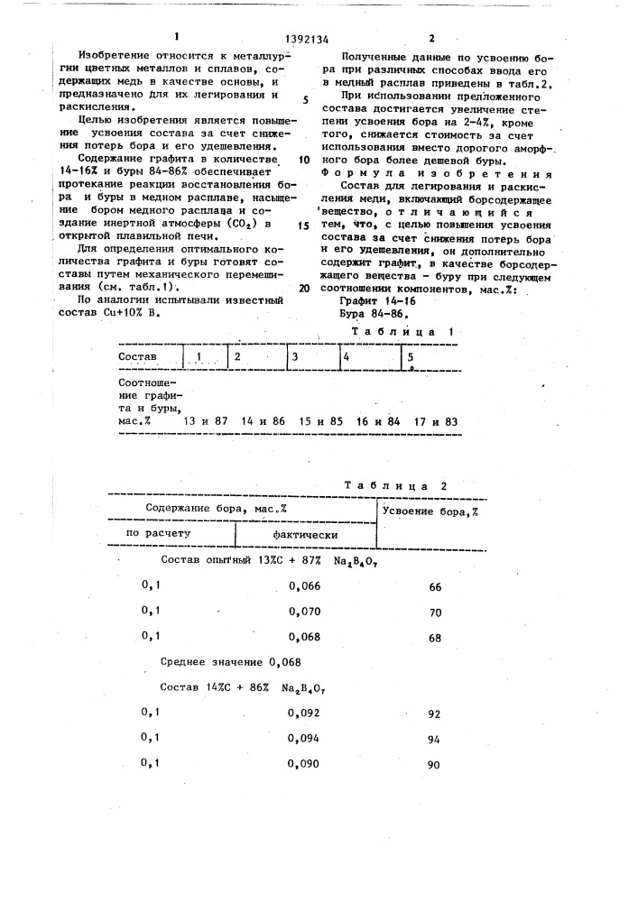 Состав для легирования и раскисления меди (патент 1392134)