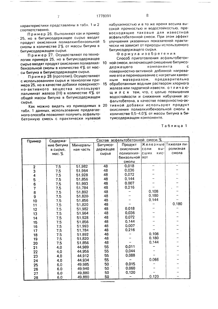 Способ приготовления асфальтобетонной смеси (патент 1778091)