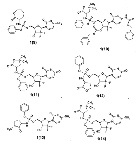 Замещенные (2r,3r,5r)-3-гидрокси-(5-пиримидин-1-ил)тетрагидрофуран-2-илметил арил фосфорамидаты (патент 2553996)