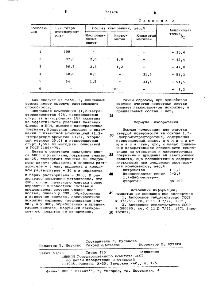 Моющая композиция для очистки твердой поверхности (патент 721476)