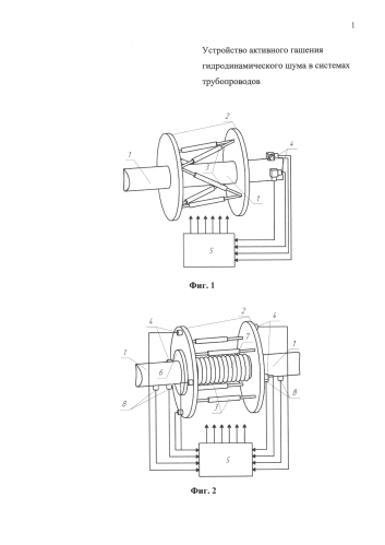 Устройство активного гашения гидродинамического шума в системах трубопроводов (патент 2578792)