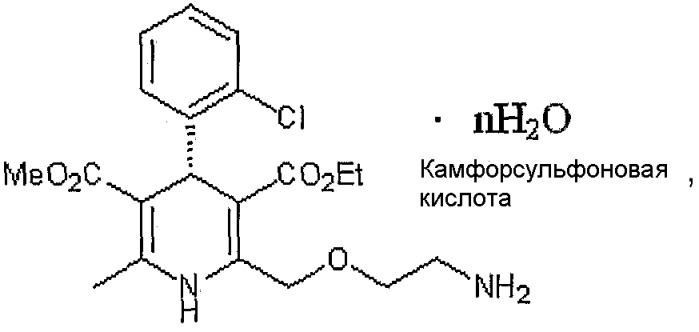 (s)-(-)-амлодипина камзилат или его гидрат и фармацевтическая композиция, включающая их (патент 2403241)