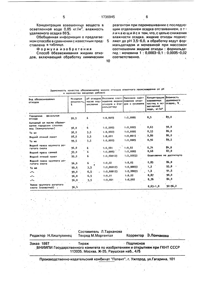 Способ обезвоживания жидких отходов (патент 1736945)