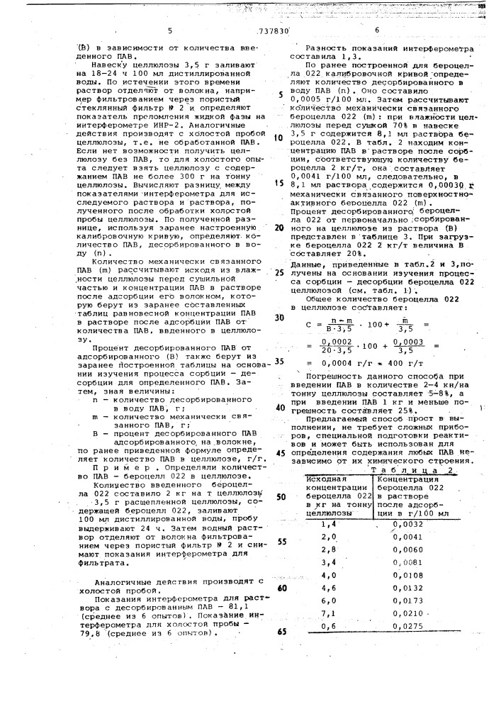Способ определения количества поверхностно-активных веществ в целлюлозе (патент 737830)