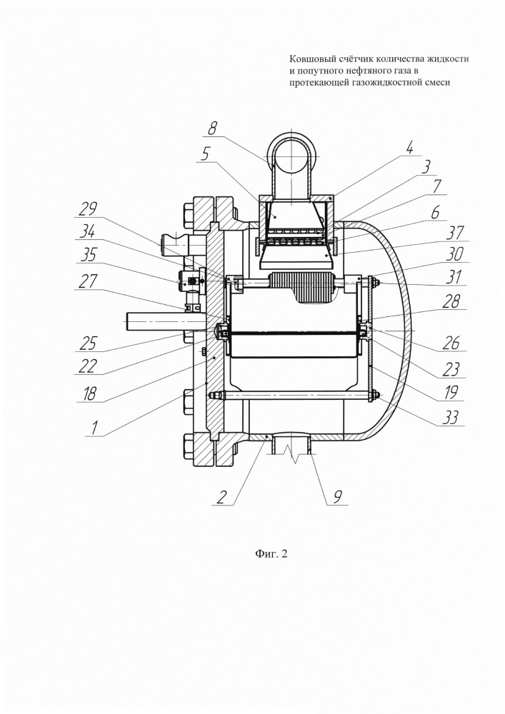Ковшовый счётчик количества жидкости и попутного нефтяного газа в протекающей газожидкостной смеси (патент 2657321)