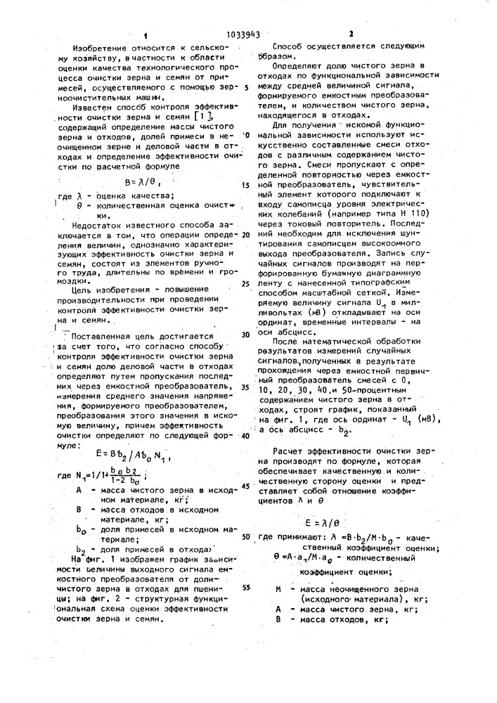 Способ контроля эффективности очистки зерна и семян (патент 1033943)